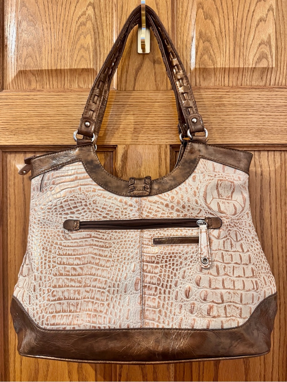 M.C. Geninue Leather Retro Tan/Brown Shoulder Bag - Picture 4 of 11